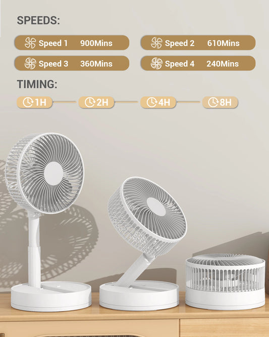 KASYDoFF Portable Oscillating Desk Fan, 8 Inch＆ 5400mAh USB Battery Op