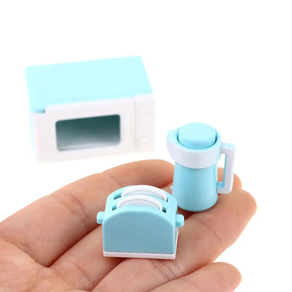 Doll House Furniture Toy Kitchenware Scene Model Mini Kettle Dollhouse Microwave Oven Miniature Bread Machine
