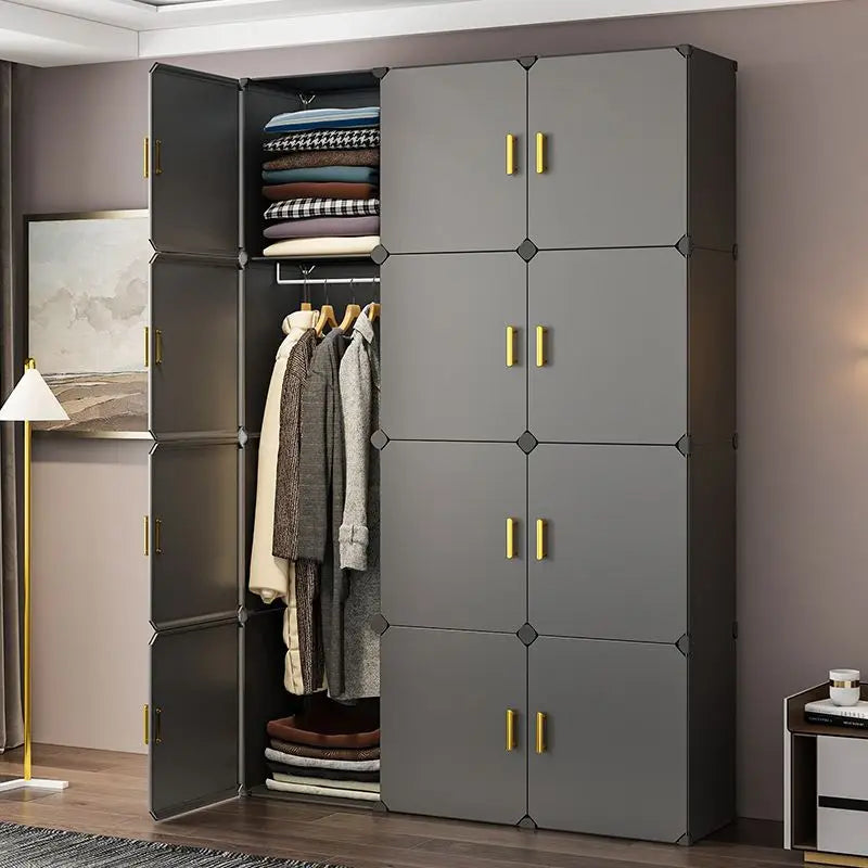 New Simple Wardrobe Clothes Assembly Plastic Collapsible Sturdy Dustproof Cabinets Dressers Cube Storage Locke Closet Furniture