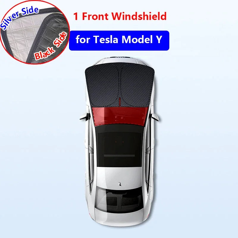 For Tesla Model 3 Highland 2024 Sunshade Accessories Silver Thick Sun Shade Tesla Model Y Juniper 2025 Window Windshield Shading