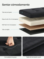 SONGMICS Foldable Storage Ottoman: 38 x 110 x 38 cm Cube Bench (300 kg capacity) for Living Room, Bedroom