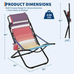 Beach Chair with Flip Headrest, Durable Textilene Fabric and Sturdy Iron Pipe Frame for Comfort and Outdoor Relaxation