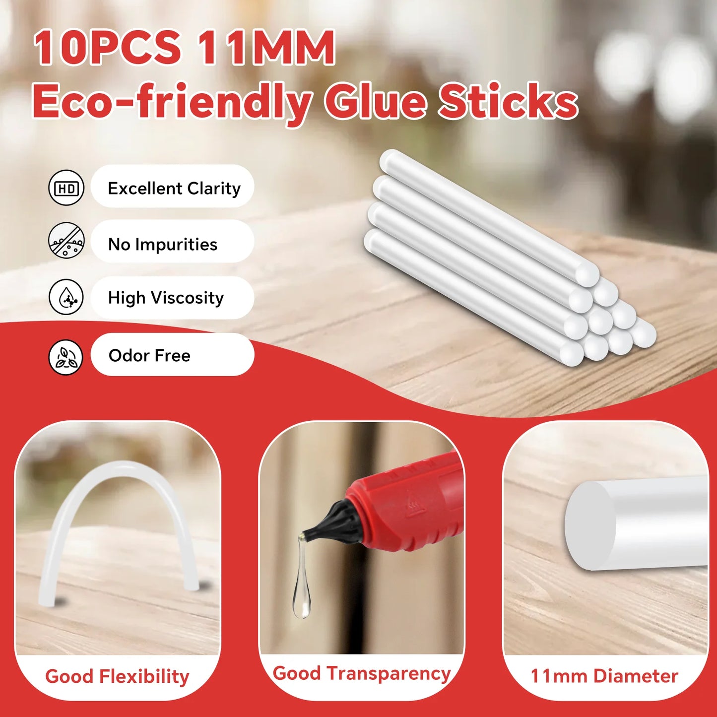 100W Cordless Hot Glue Gun for Milwaukee 18V Battery with 10Pcs 11mm Glue Sticks Quick Preheating DIY Repair Tool (No Battery)