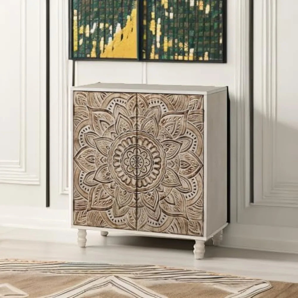 32" W Sideboard Buffet Cabinet with Storage, Accent Cabinet with 2 Push-to-Open Magnetic Doors, Vintage MDF Buffet Table for Li