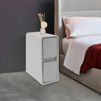 20CM Wide Bedroom Bedside Table with Cream Style Multifunctional Storage, Double Drawers Simple and Modern - Light Gray