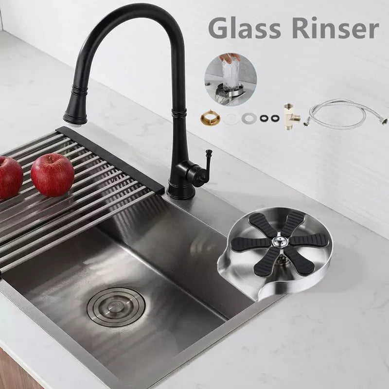 Automatic Glass Cup Washer High Pressure Kitchen Faucet Glass Rinser Stainless Steel Bar Cup Cleaner for Kitchen Sinks Wash Tool