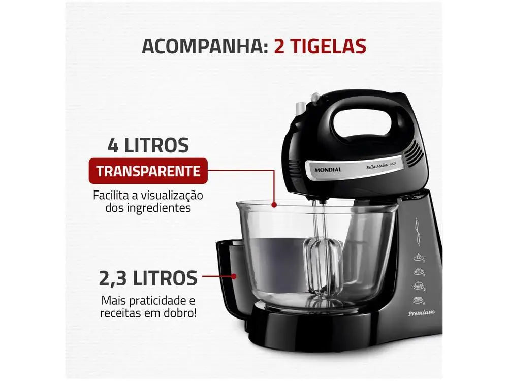 400W Mondial Mixer Bella Massa B-23 NP - 110V