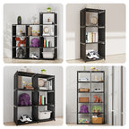 6-Tier Freestanding Bookshelf with Double Rows 10-Compartment Wardrobe Storage Organizer for Bedroom Living Room Office