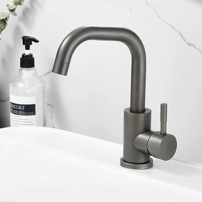 Dfrkjhre Bathroom Basin Faucet Matte Black Series for Sink Vessel Stainless Steel Hot and Cold Water Mixer Tap Crane