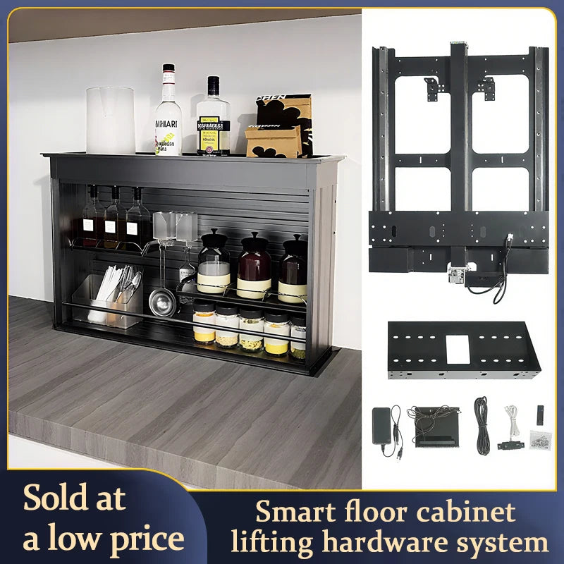 Kitchen Countertop Lifting Pull-Out Basket Electric Intelligent Voice Touch Control Automatic Seasoning Pull-Out Basket Cabinet