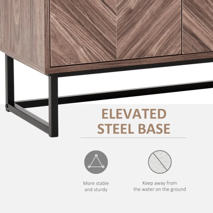Walnut Double Door Storage Cabinet