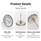 Stainless Steel Dial Bimetal Probe Thermometer Household Boiler Brewing Distilled Water Alcohol Thermometer Accessories