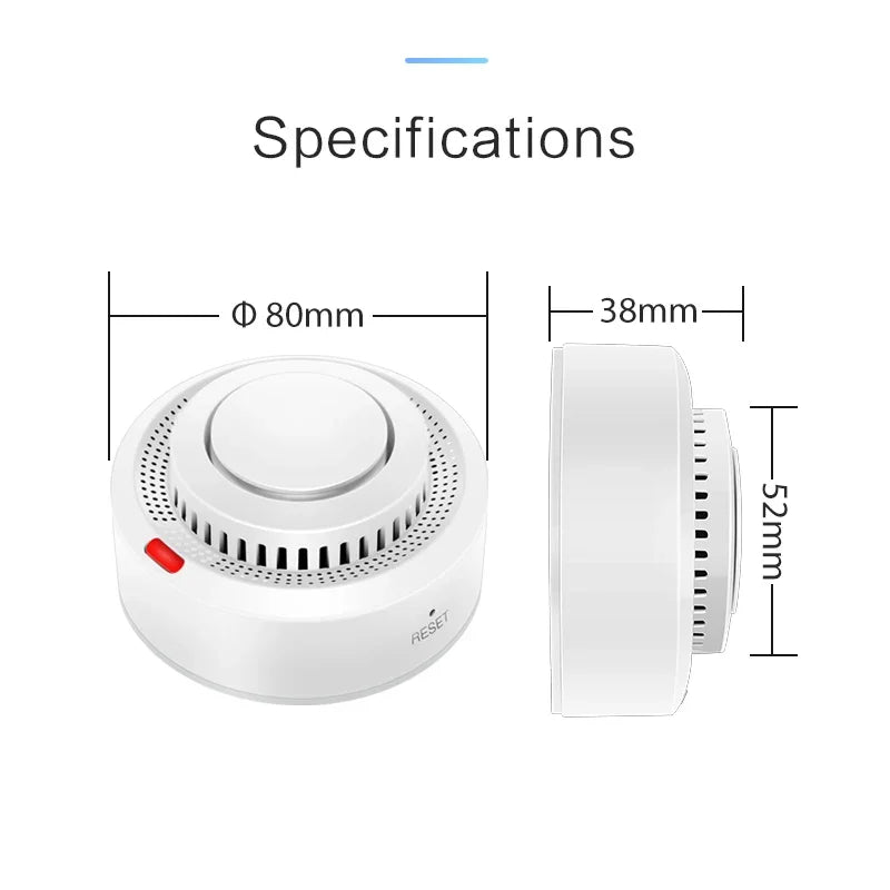 Tuya Smart WiFi Smoke Sensor Alerts & 85dB On-Site Alarm When Smoke Detected Ensure Safety Anytime Smartlife APP Contorl