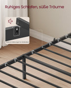 VASAGLE bed rack, with upholstered headboard, bed frame, steel, easy assembly