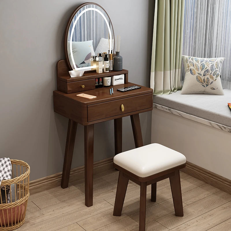 Bedroom Hairstyle Vanitys for Makeup Drawers and Mirror Makeup Dressing Table Furniture Pink Vanity Chair Solid Wood Dresser