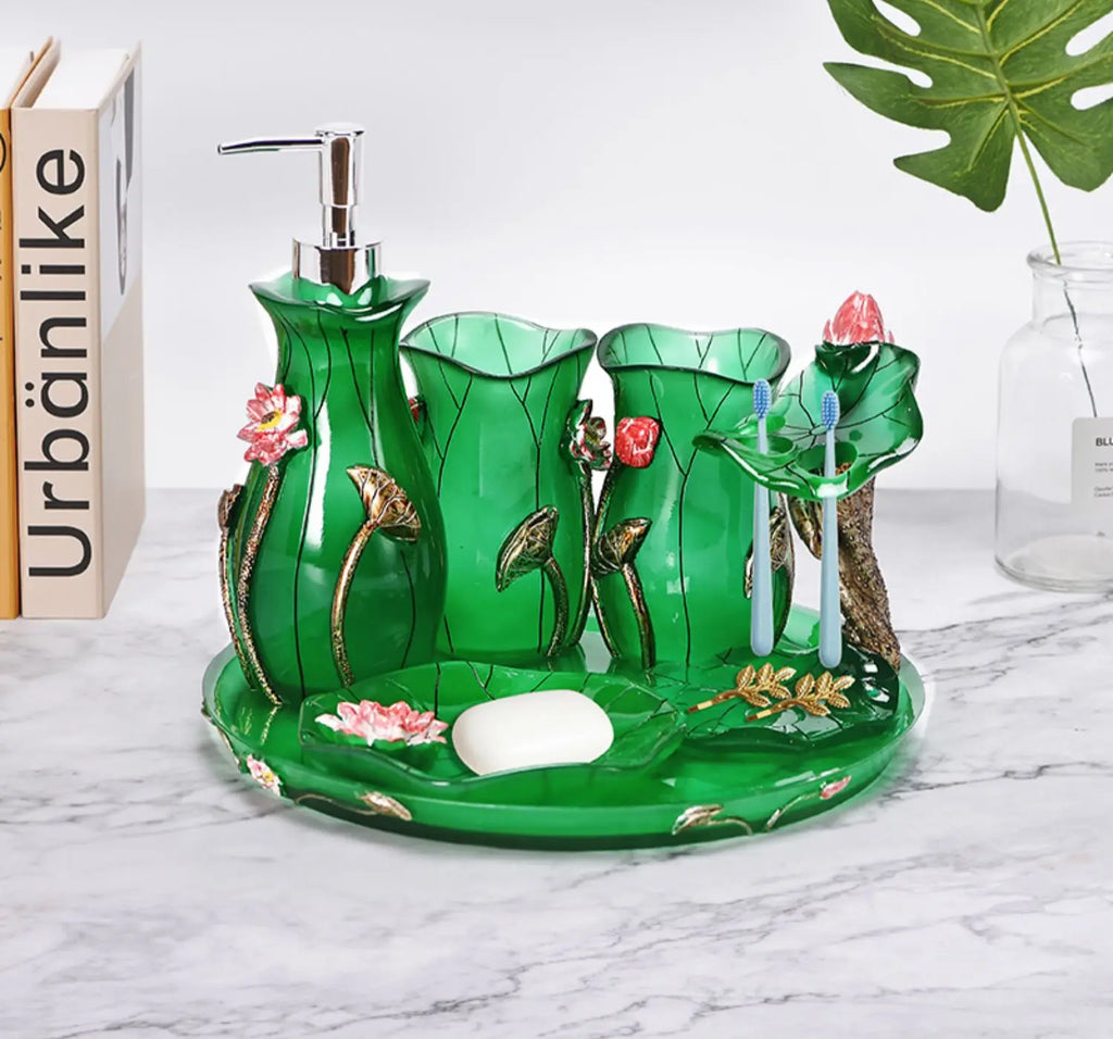 Resin Bathroom Set, Multi Models, Optional, Set of 5 Pieces, Toiletries Kit, Bathroom Accessories