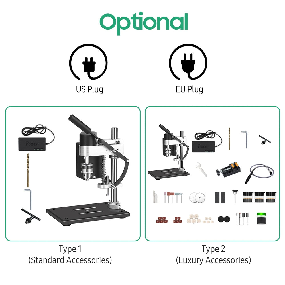 Mini Bench Drill Press Stand Variable Speed Portable Electric Benchtop Drilling Machine Precise Drill Workbench