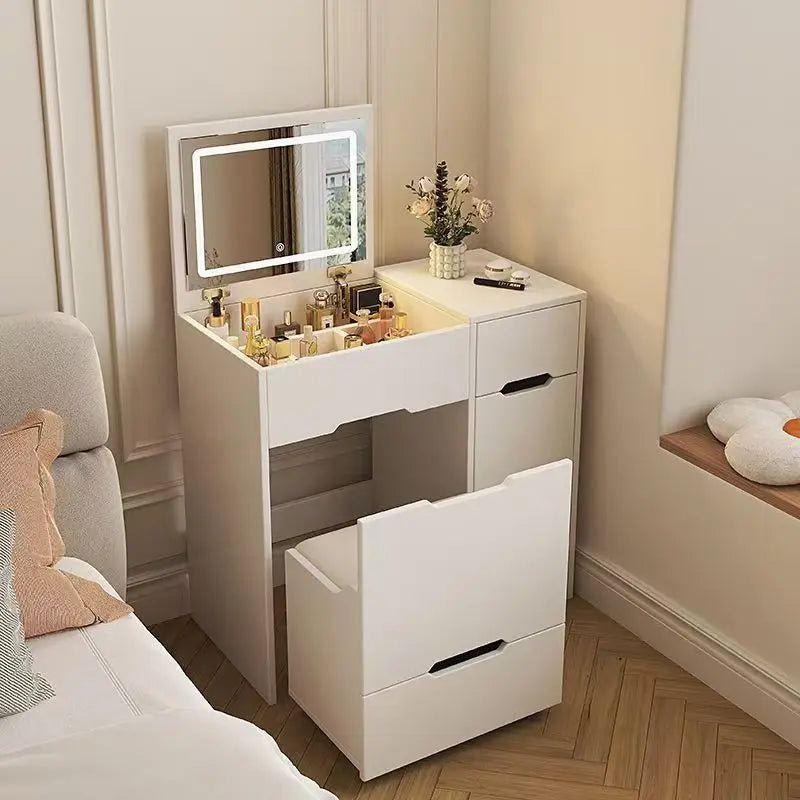 Hollywood Mirror Vanity Table Storage Minimalist Modern Light Vanity Table Makeup Drawers Coiffeuse De Chambre Maquillage Home