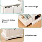 White Nightstand with 4 Drawers, Modern Bedside Table with Storage, Wooden Dresser for Bedroom, Night Stand with Drawers, Sturdy