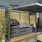 Outdoor Kitchen Shed With Integrated Countertop Functional Workspace Enclosed Structure For Backyard Bbq Preparation