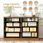 8 Drawer Dresser for Bedroom, Modern Fluted Double Dresser, 55" Wide Chest of Dressers, Mid Century Wooden Beside Table for Clos