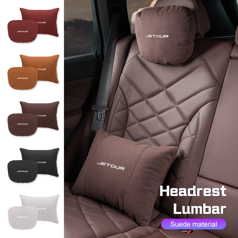 For CHERY JETOUR t2 t3 X70 X70S X70M X90 PLUS X95 Car Headrest Lumbar Support Seat Neck Pillow Breathable Suede Pillow Accessory