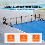 SucceBuy 14/18/20/22ft Pool Cover Reel Solar Inground Cover Aluminum Reel Set with Sandbags Fits for 3-14ft Width Swimming Pools