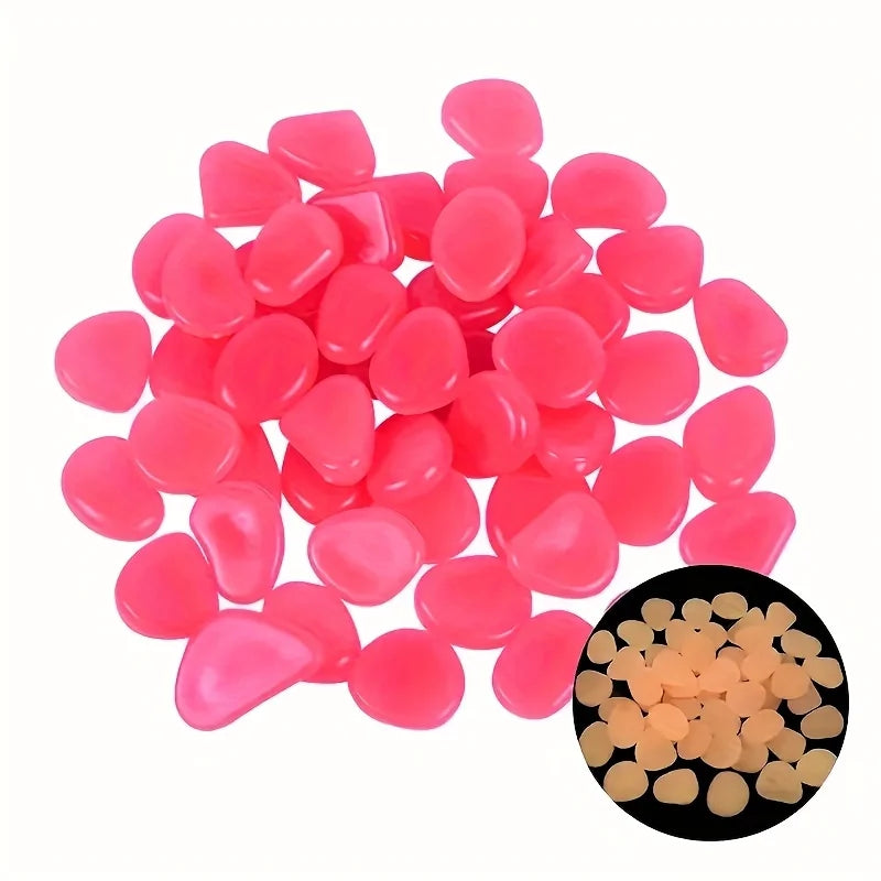1200pcs Luminous Garden Stones, Vibrant Glowing Plastic Stakes for Pathway, Space & Garden Decor, Metal Art Display Accessories