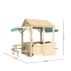 Wood Kids Play House Wooden Children Playhouse Outdoor Kids Playhouse with Play Kitchen Snack Bar Window Picnic Bench