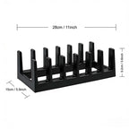 6-Grid Pot Lid Organizer Rack Space-Saving Kitchen Cookware Organizer Dish Cutlery Drain Rack Desktop Plastic Bookshelf