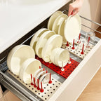 Kitchen Organizer Dish Draining Drying Rack Telescopic multifunctional Plate Bowl Stand Storage Drawer Space Saving Holder