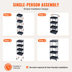 VEVOR 4-Tier Rolling Utility Cart Kitchen Organizer Shelves with Wheels Storage Trolley for Office Living Room Clearance Sale