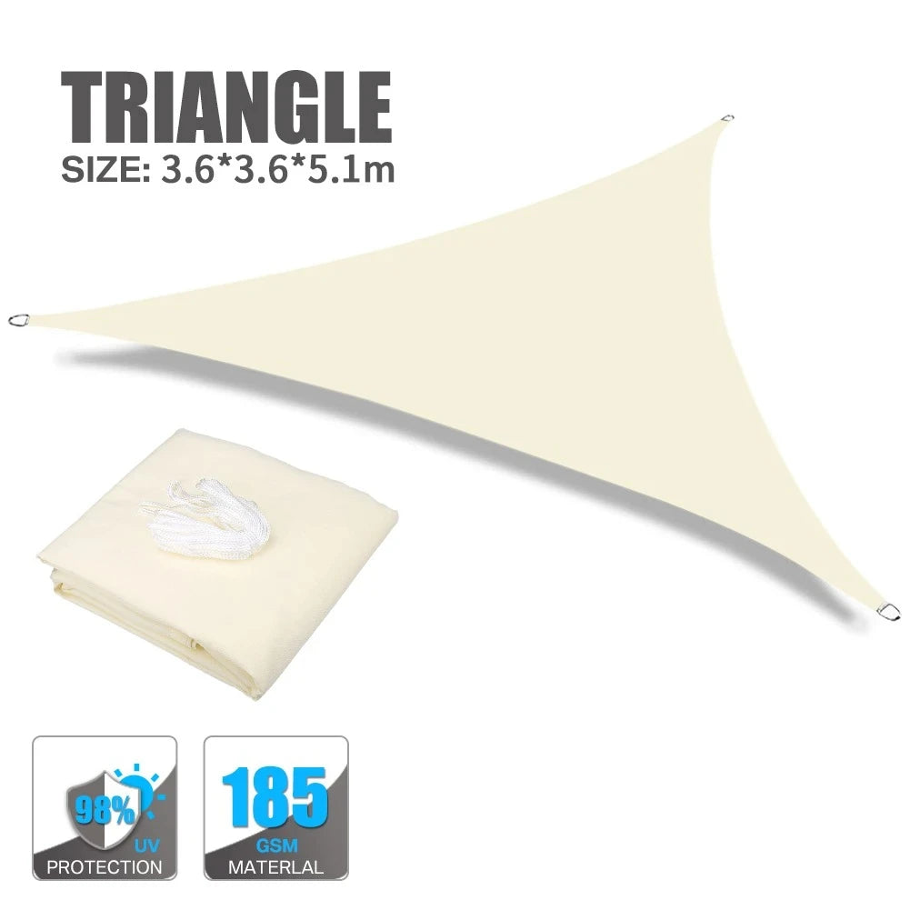 Beige Sun Shade Sail Rectangle Square Triangle Canopy Awning Cloth UV Block Heavy Duty Commercial Graden Outdoor Patio Tarp