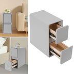 20CM Wide Bedroom Bedside Table with Cream Style Multifunctional Storage, Double Drawers Simple and Modern - Light Gray