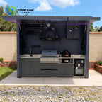 Customized Modern Luxury Steel Outdoor Kitchen Frame With Sink Grill Oven For Backyard BBQ And Outdoor Leisure Cooking