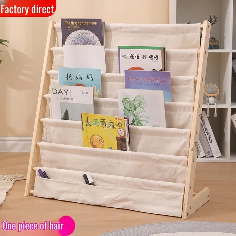 Home Multitier Solid Wood Reading Bookshelf Removable Floor Storage Bookshelf Children's Picture Book Organizer Storage Bookcase