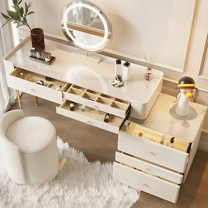 Modern Storage Vanity Table Living Rooms Beige Organizer Makeup Dresser Luxury Space Saving Coiffeuse Chambre Bedroom Furniture