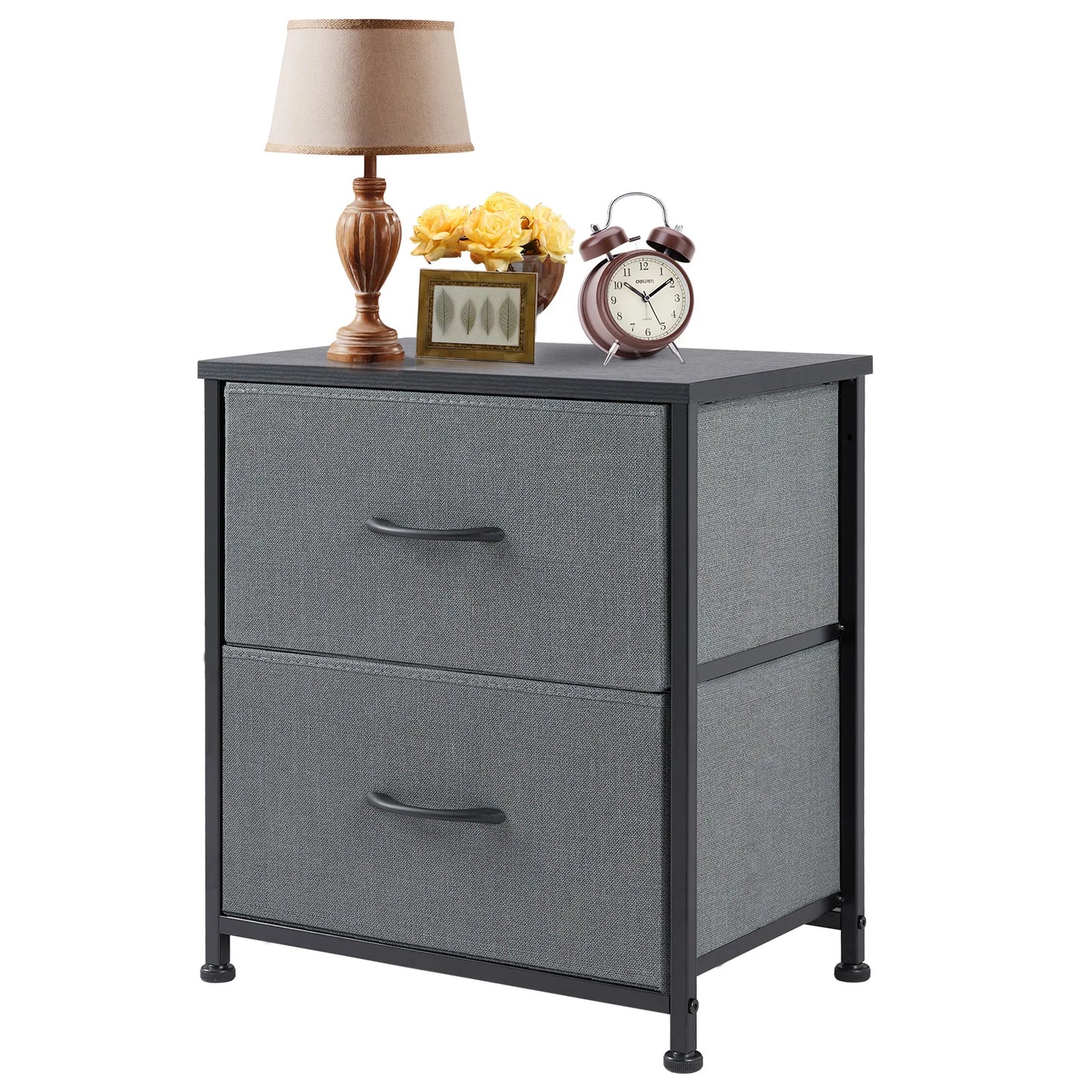 JHK Nightstand with 2 Fabric Drawers, Bedside Storage Cabinet for Bedroom, Closet Chest Organizer Table | AlluCanFind