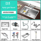 Stainless Steel Kitchen Sink Farm House Above Counter Undermounter Single Bowel Wash Basin with Faucet Drain Kitchen Accessories