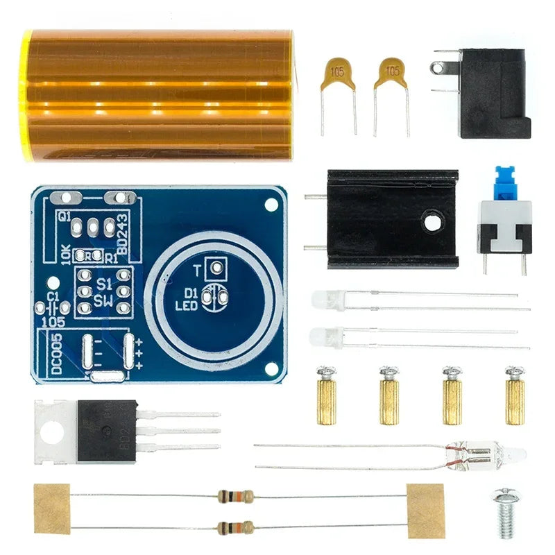 1-10pcs BD243 Mini Tesla Coil Kit Magic Props DIY Parts Empty Lights Technology Diy Electronics BD243C