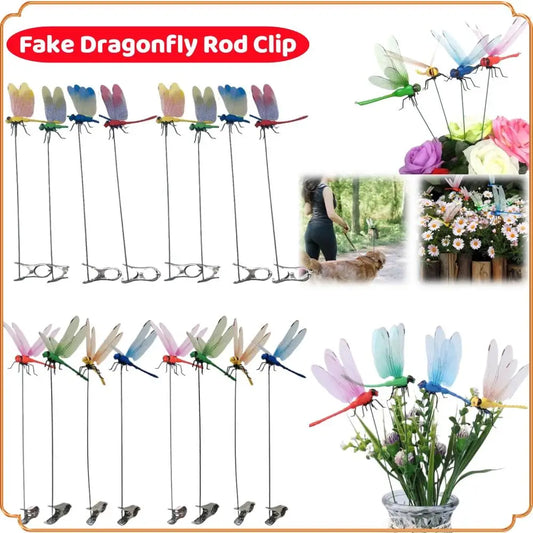 4/8/32Pcs Simulation 3D Dragonfly Clip Lifelike Outdoor Decor Realistic Bug Deterrents Fake Dragonfly Garden Decorative Clip