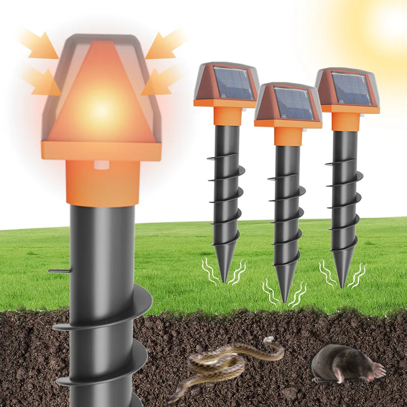 Double-sided solar animal repeller Spirally inserted mouse repeller repels moles and snakes Solar charging