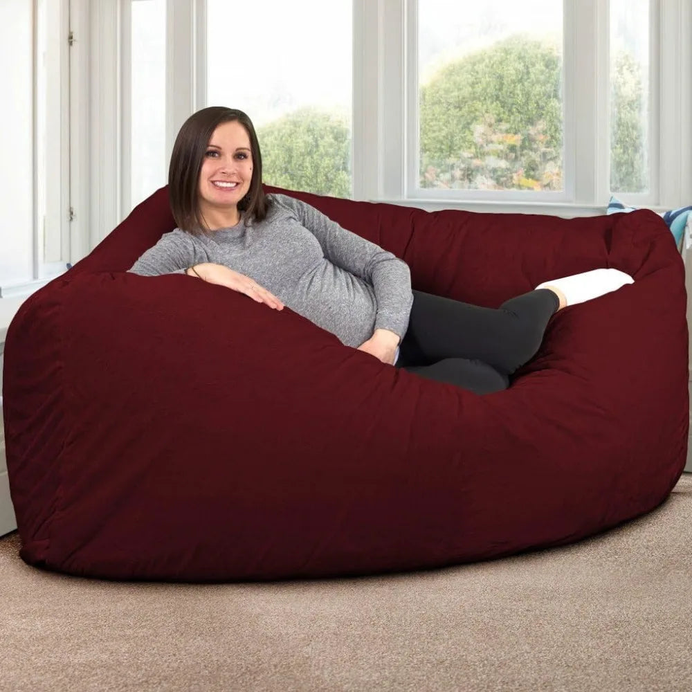 Corner Bean Bag Chair, Oversize Bean Bag Chair for Adults, Comfy Chair Bean Bag Couch Lounge Sofa Loveseat Furniture | Burgundy