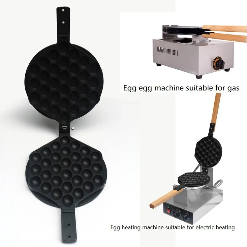 Commercial QQ Eggs Bubble Ball Baking Waffle Maker Iron Hongkong Waffle Eggette Mould Cake Mold Electirc Machine Non-stick Plate