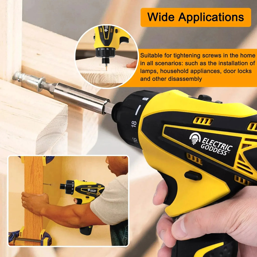 12V Cordless Drill Electric Screwdriver Mini Wireless Power Driver Lithium-Ion Battery Home DIY 18+1 TorqueSettings