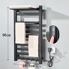 Matte Black Bathroom Electric Heated Towel Rack with Digital Display Touch Thermostatic Dry Towel 304 Stainless Steel Heater