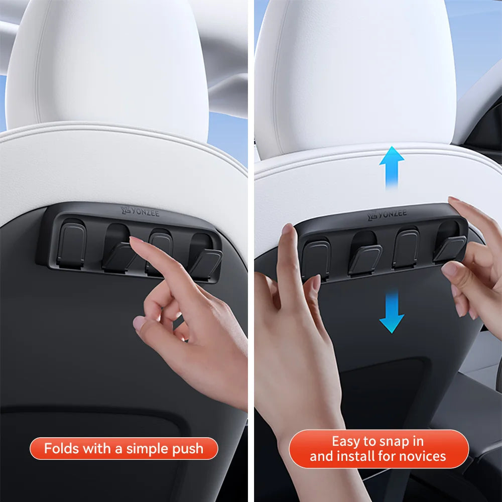 YZ for Tesla Model Y 3 Highland Juniper 2021-25 Folding hidden hooks for back seat ABS material Automotive Interior Accessories