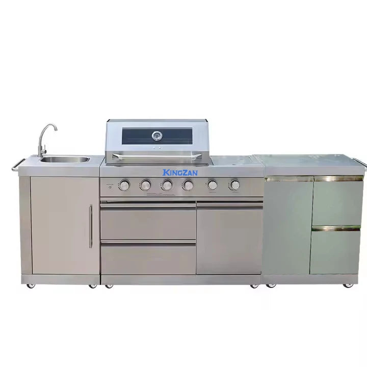 Modern Korean Stainless Steel Outdoor Kitchen Cabinet New Comprehensive Garden BBQ Propane Gas Carbon Island