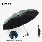 Car Led Light Automatic Folding Windproof Sunshade Umbrella For Mitsubishi Outlander Pajero Asx L200 Ralliart Lancer Evolution X