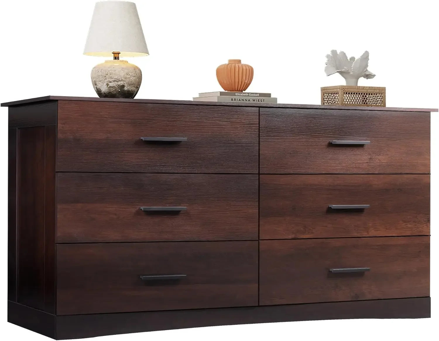 Wood Dresser for Bedroom, Wide Chest of Drawers with 6 Drawer, Oak Furniture Large Storage Tower Unit, Closet Store Organizer